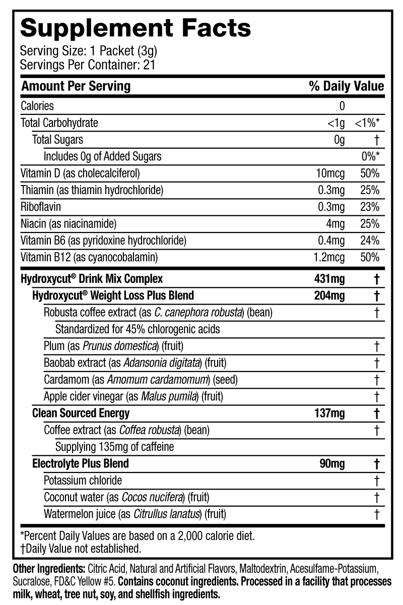 Lemonade Flavor Supplement Facts
