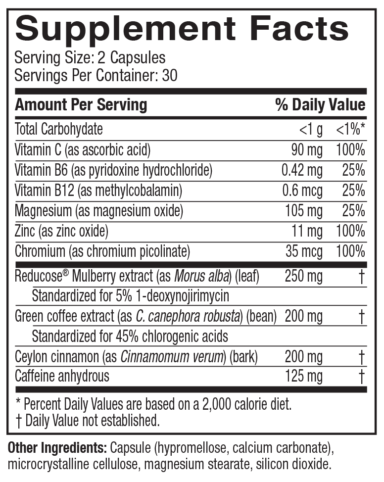 Hydroxycut Glucose Support Supplement Facts
